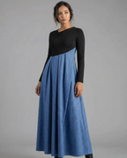 A-Line Dress – Stylish Patchwork Design for Casual Spring Outings