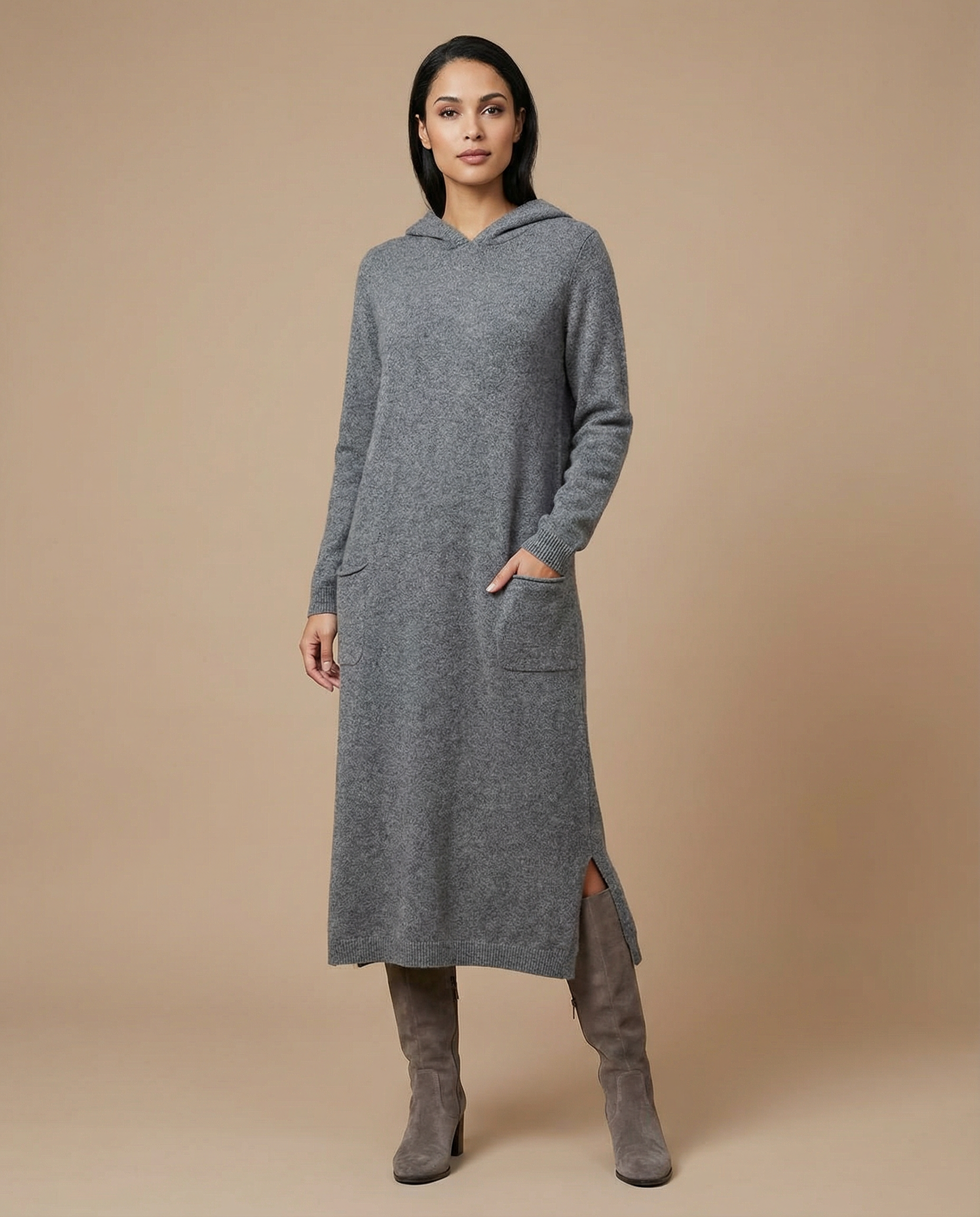 Autumn Maxi Dress – Elegant Loose Fit Long Sleeve Hoodie