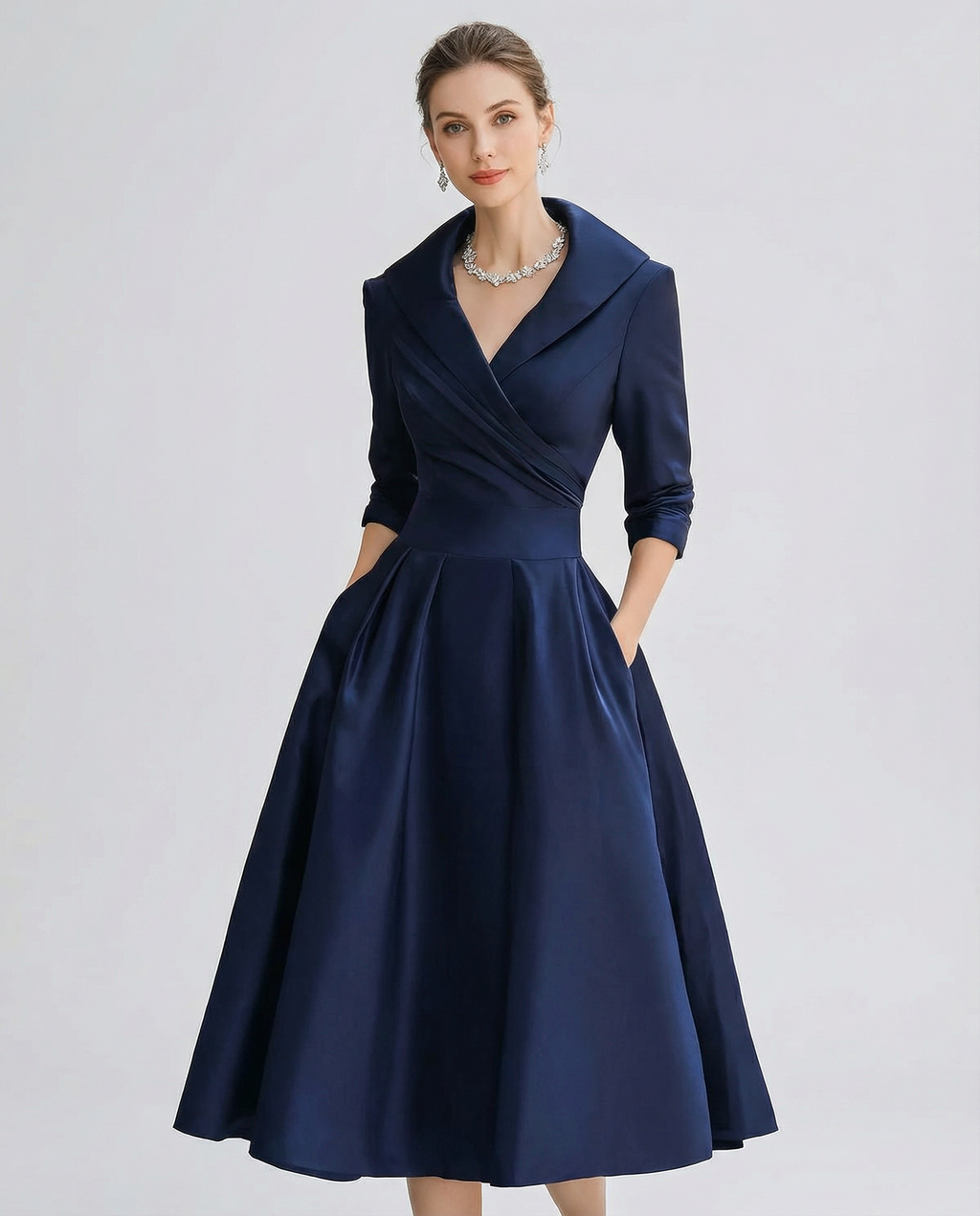 A-Line Dress – Stylish Lapel Design for Summer Outings