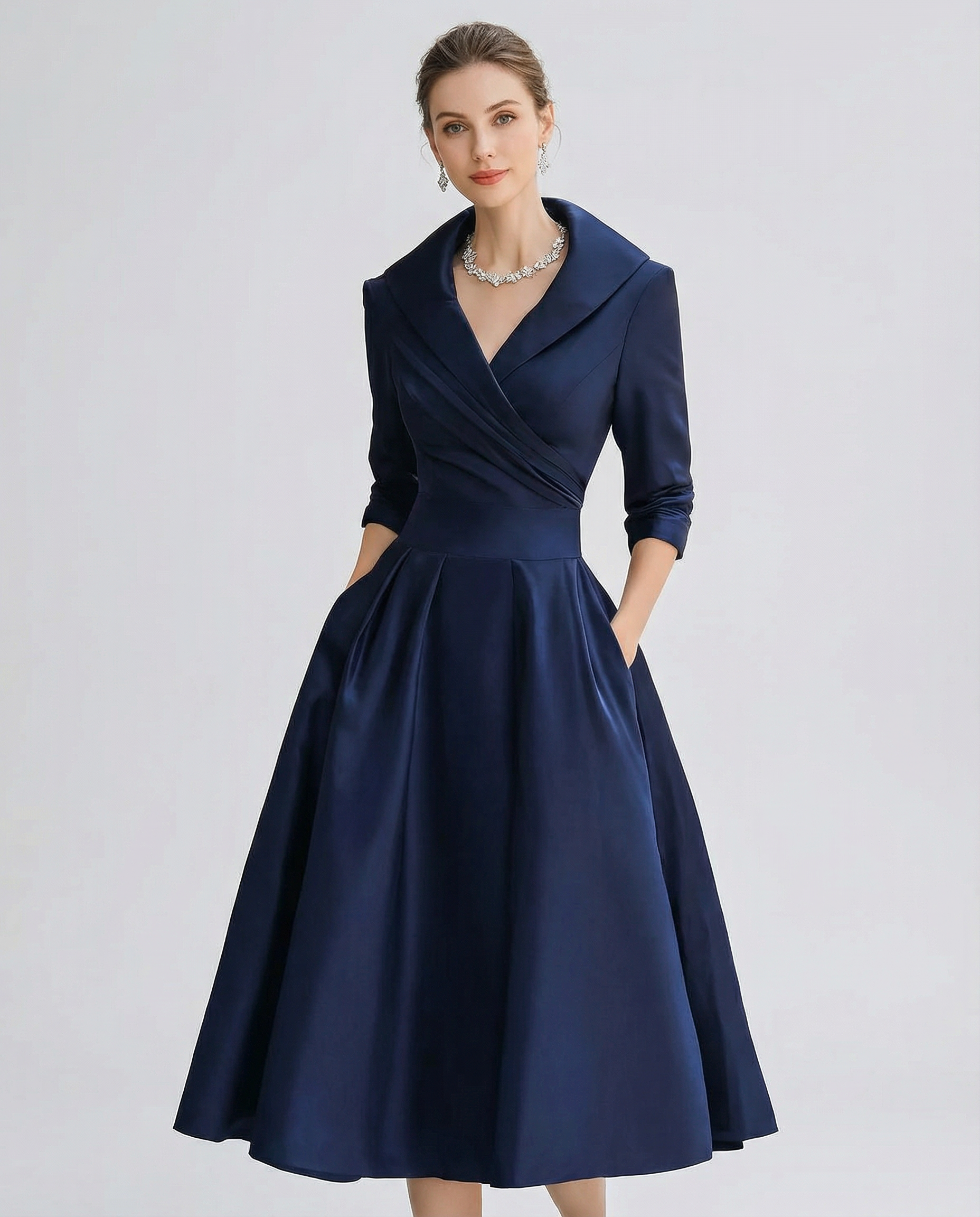 A-Line Dress – Stylish Lapel Design for Summer Outings