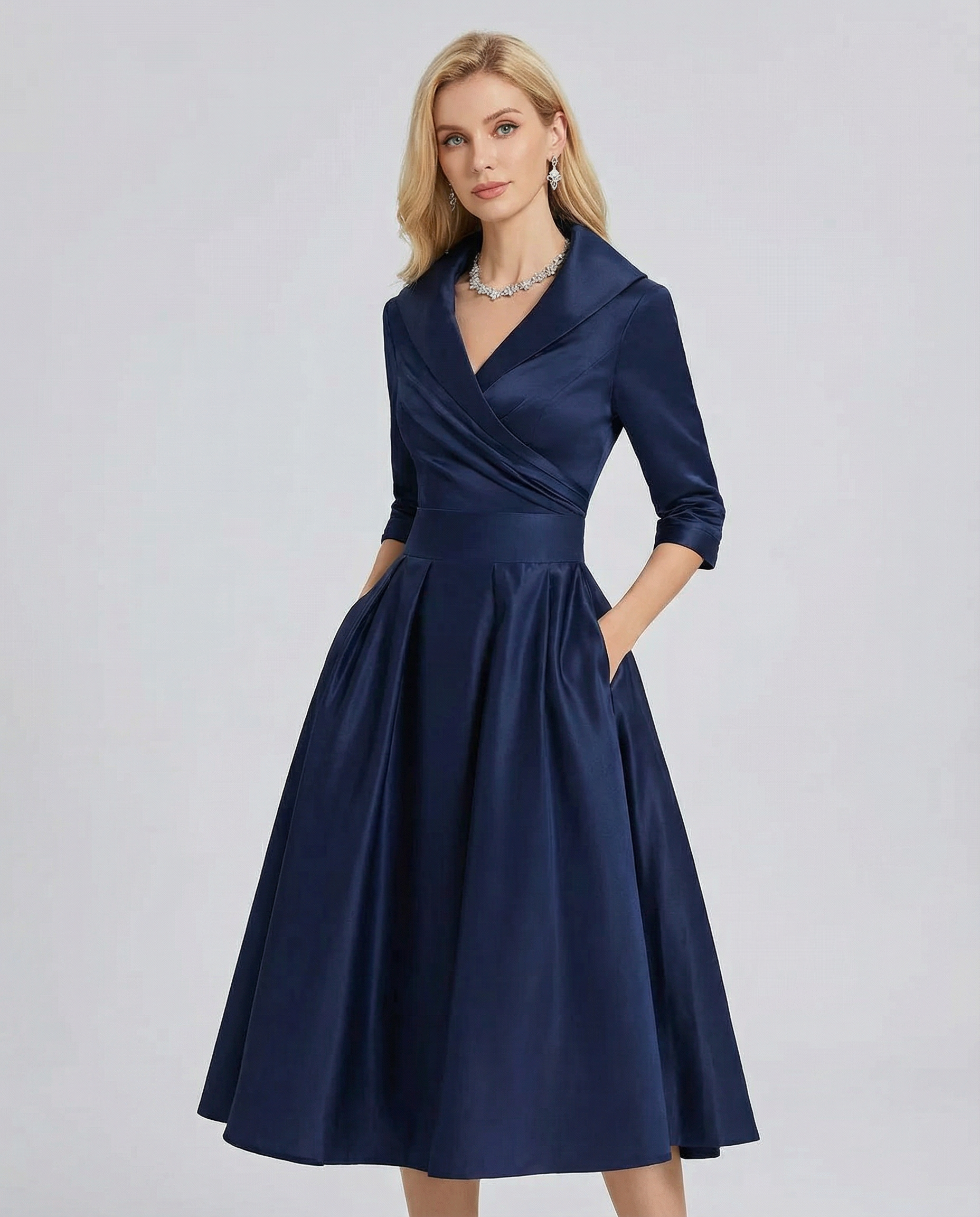 A-Line Dress – Stylish Lapel Design for Summer Outings