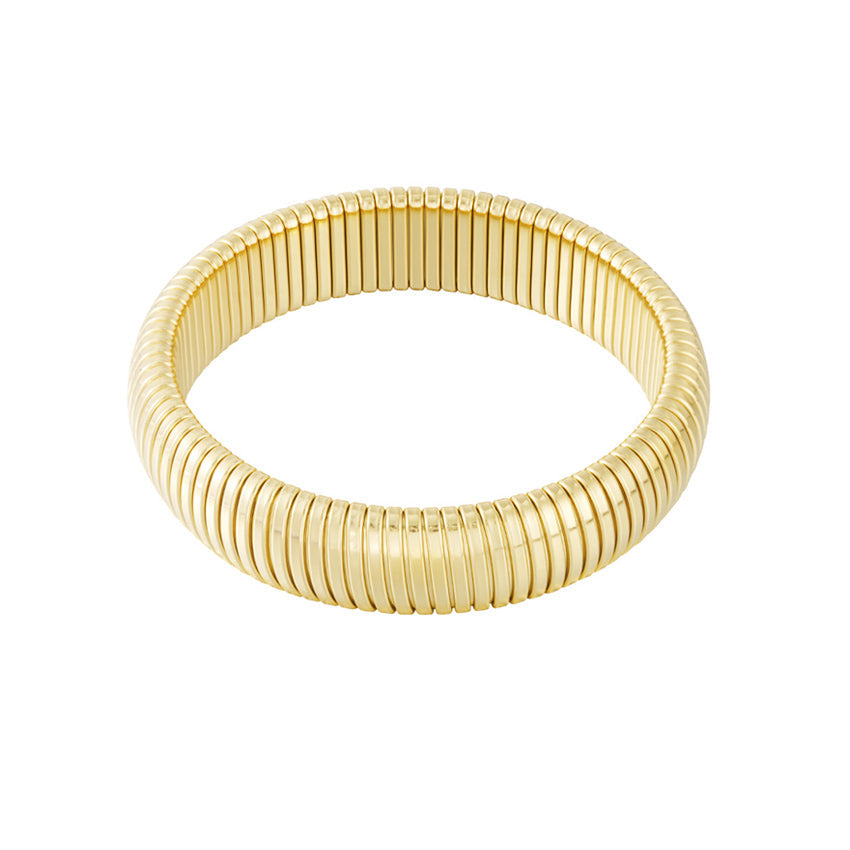 Geometric Bangle Bracelet 15 mm Gold – Modern Bold Cuff Jewelry
