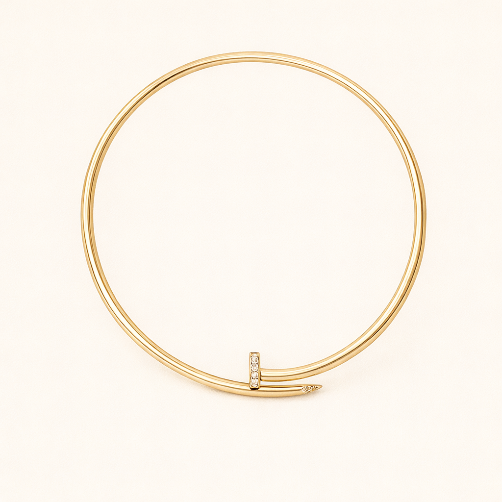 Gold-Tone Open Collar Nail Necklace with Crystal Accents