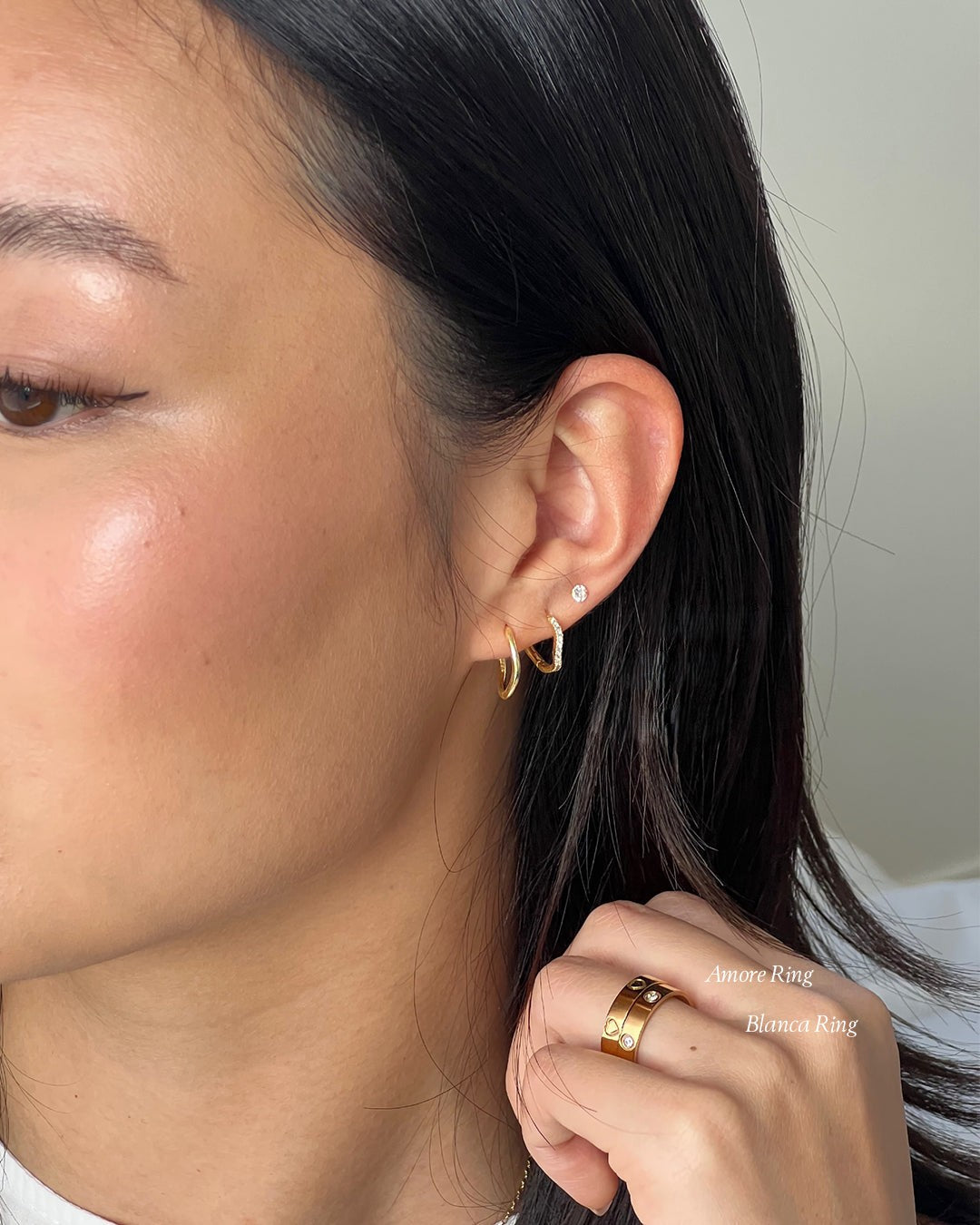Gold Tone Irregular Shaped Huggie Hoop Earrings