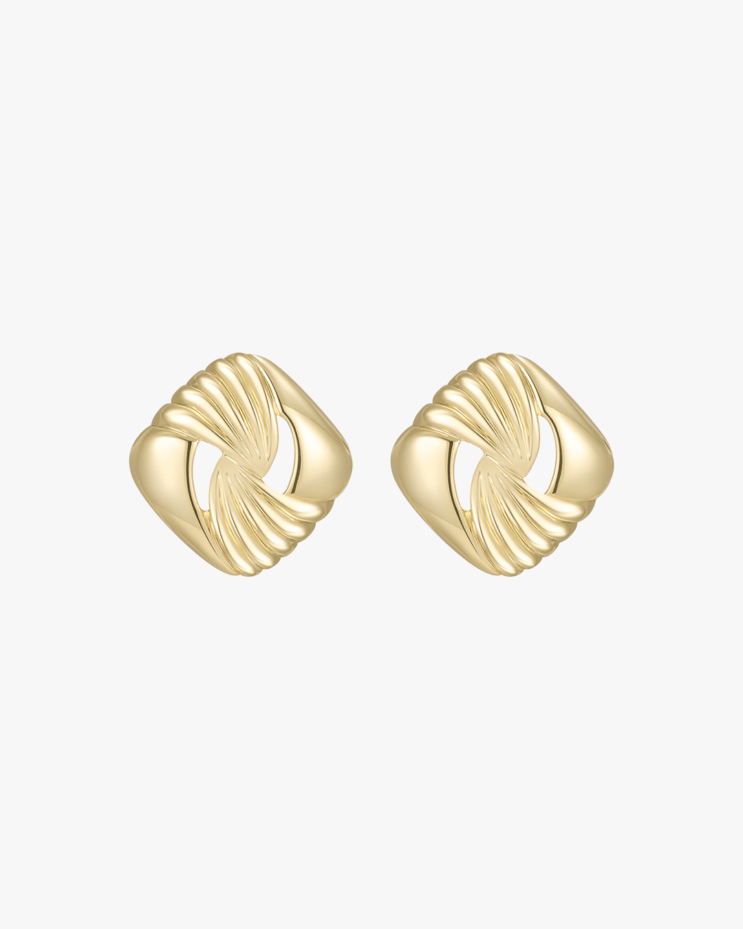 Gold twisted knot earrings on white background, elegant jewelry design, women's fashion accessories, luxury gold earrings, stylish gift idea.