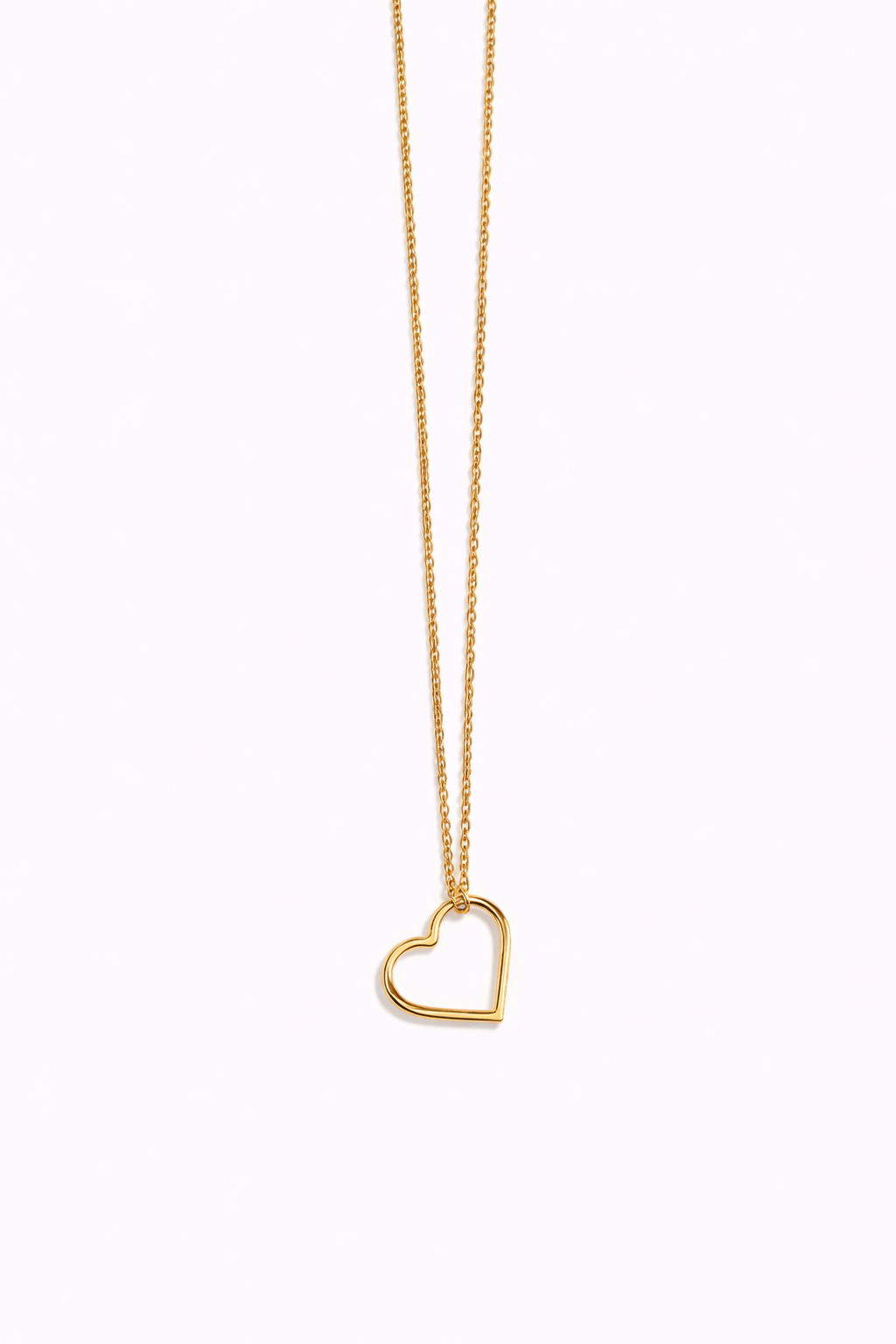 Gold and Silver Plated Smooth Heart Necklace – Open Outline Pendant Design