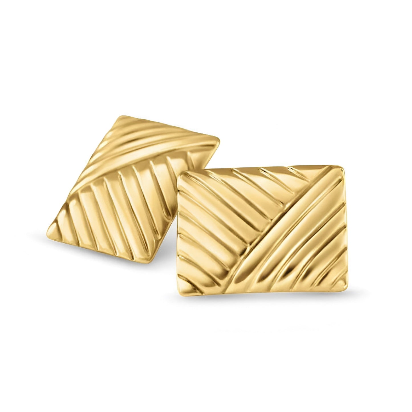 Gold Plated Leaf Textured Stud Earrings – Bold Geometric Statement Earrings for Women