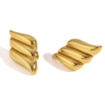 Gold Plated Wing Shaped Stud Earrings – Bold Statement Earrings for Women
