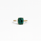 Emerald green gemstone ring with gold band and diamond accent, elegant jewelry, luxury accessory, perfect for engagement or special occasions.