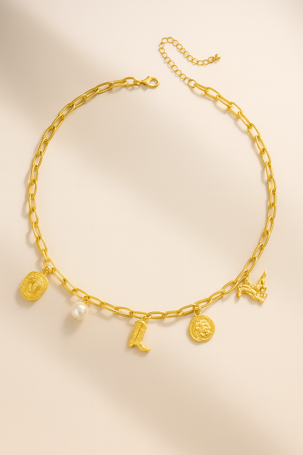 Charm Adventure Necklace Gold – Fun Multi-Charm Pendant for Women