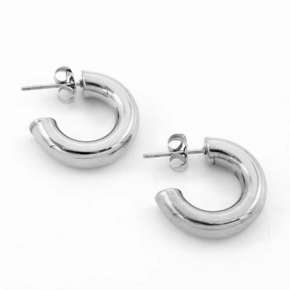 Gold Plated Thick Hoop Earrings – Classic Rounded Statement Hoops for Women