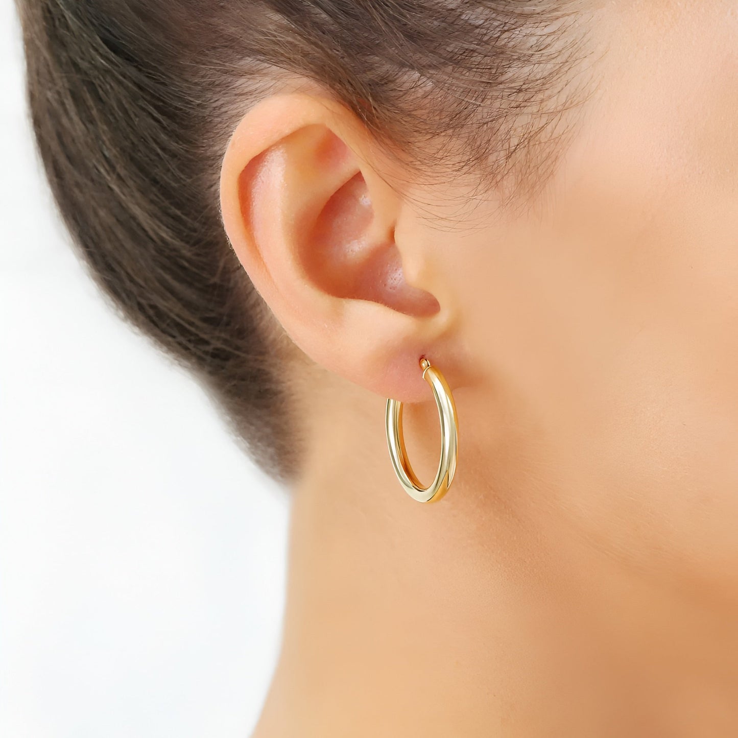 Gold Plated Classic Hoop Earrings – Polished Round Earrings for Women