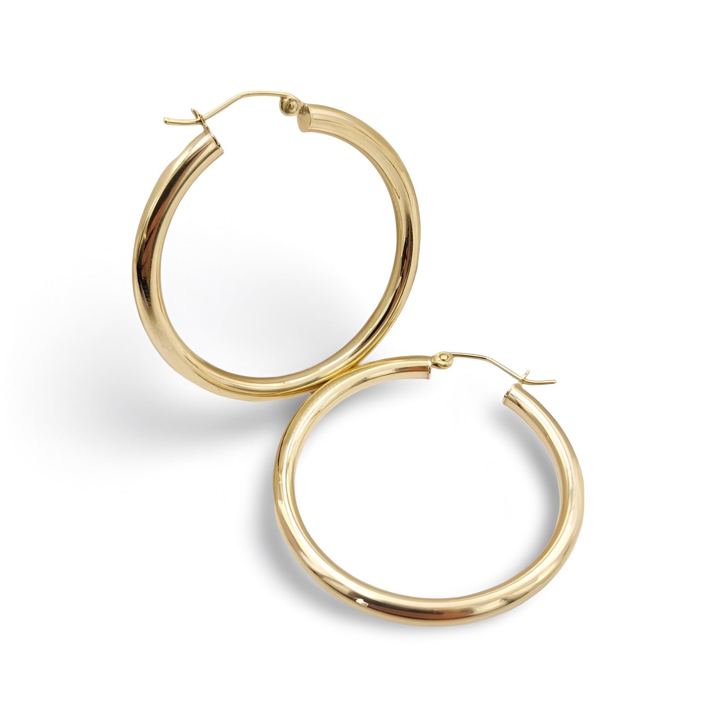 Gold Plated Classic Hoop Earrings – Polished Round Earrings for Women