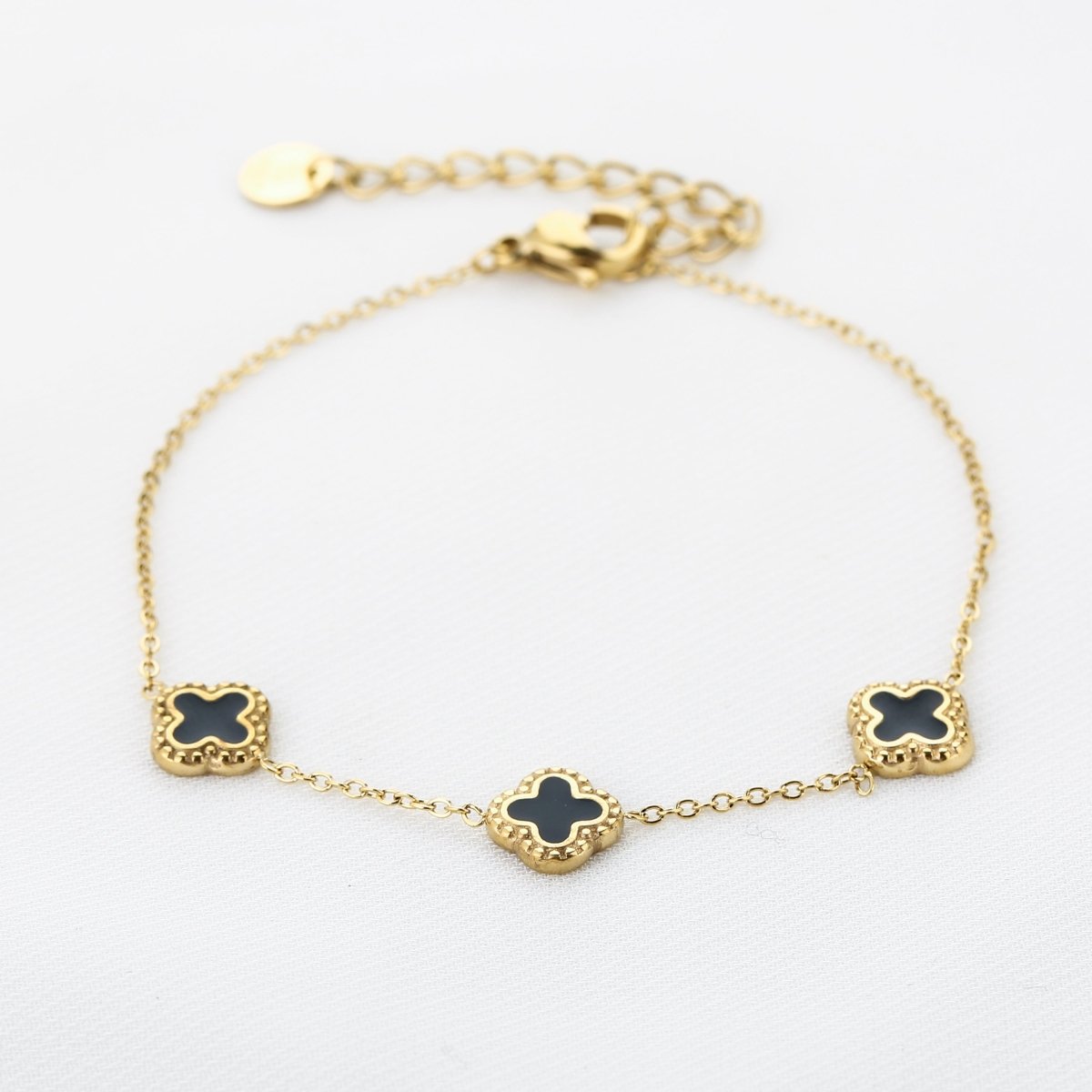 Clover Black Bracelet Gold – Lucky Clover Charm Jewelry
