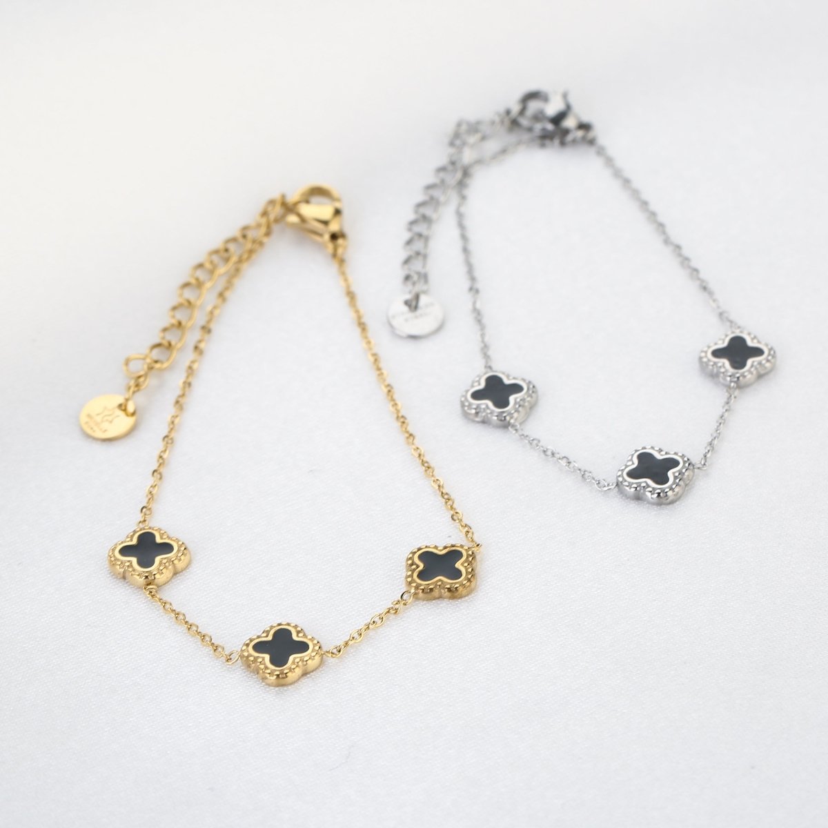 Clover Black Bracelet Gold – Lucky Clover Charm Jewelry