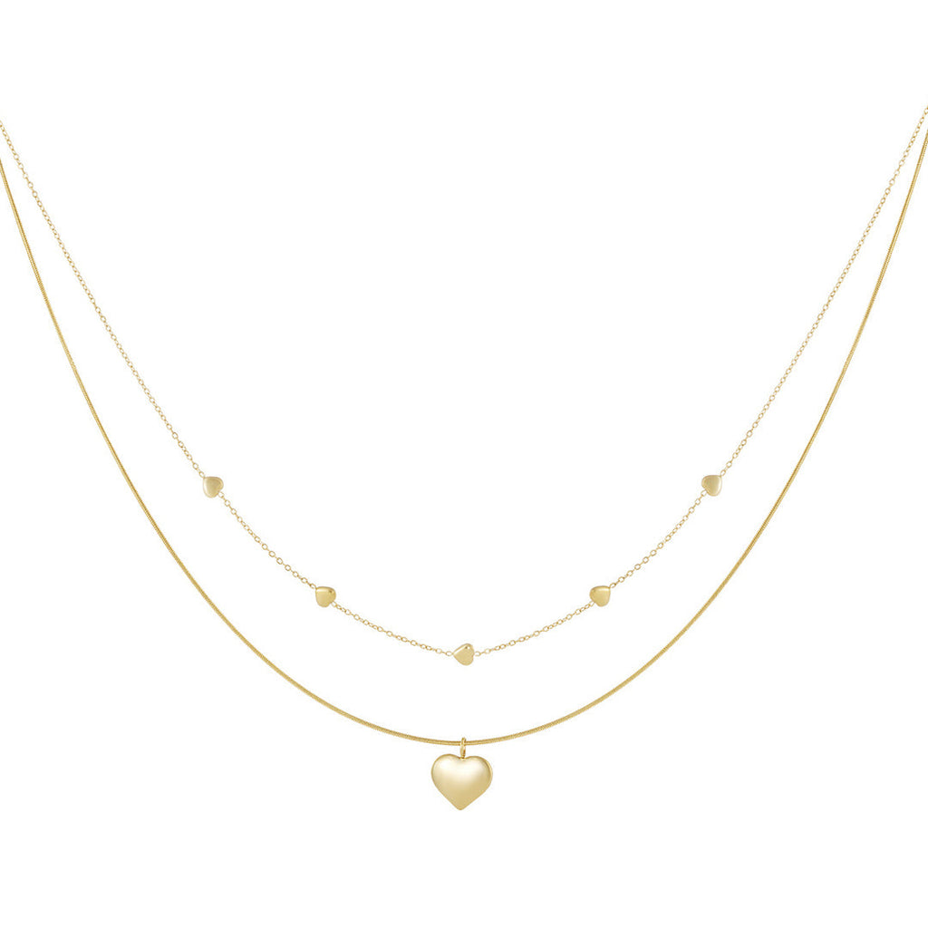Layered Hearts Necklace Gold – Romantic Multi-Layer Chain Jewelry
