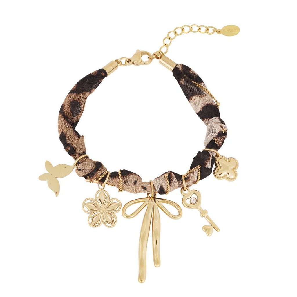 Leopard & Beads Bracelet Gold – Trendy Animal Print Beaded Jewelry