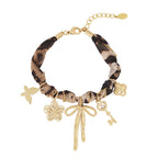 Leopard & Beads Bracelet Gold – Trendy Animal Print Beaded Jewelry