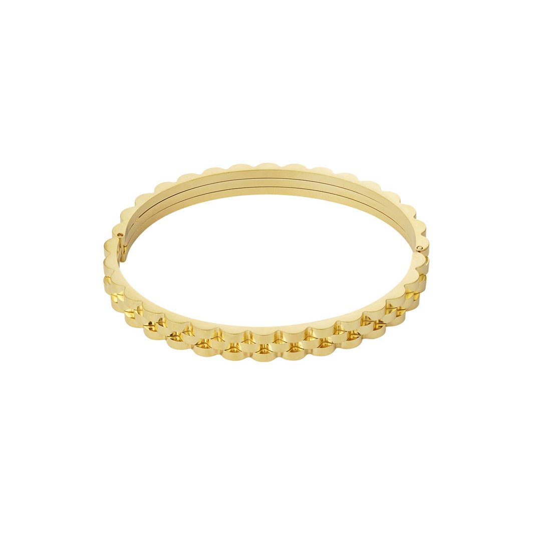 Link Bangle Bracelet Gold – Minimalist Modern Cuff Jewelry