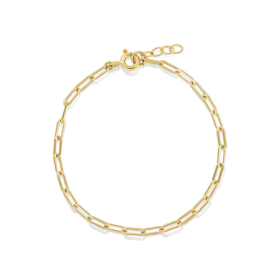 Gold Plated Paperclip Chain Bracelet – Dainty Adjustable Link Bracelet for Women