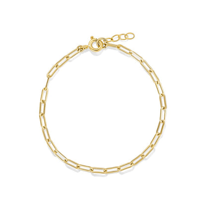 Gold Plated Paperclip Chain Bracelet – Dainty Adjustable Link Bracelet for Women