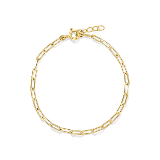 Gold Plated Paperclip Chain Bracelet – Dainty Adjustable Link Bracelet for Women