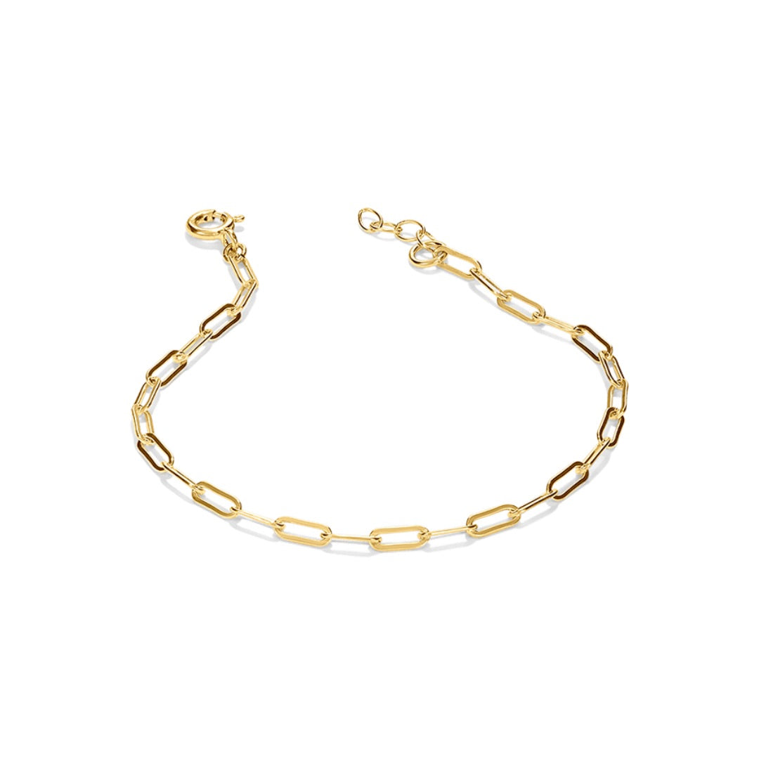 Gold Plated Paperclip Chain Bracelet – Dainty Adjustable Link Bracelet for Women