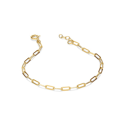Gold Plated Paperclip Chain Bracelet – Dainty Adjustable Link Bracelet for Women
