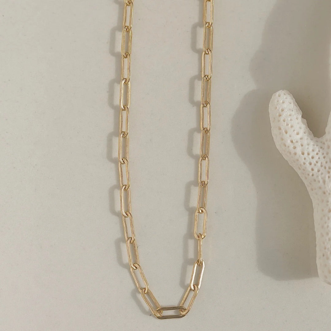 Gold Plated Paperclip Chain Necklace – Minimalist Everyday Design