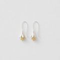 Elegant silver drop earrings with floral design and gold accents, minimalist jewelry, perfect for fashion accessories, women's style.