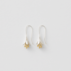 Elegant silver drop earrings with floral design and gold accents, minimalist jewelry, perfect for fashion accessories, women's style.