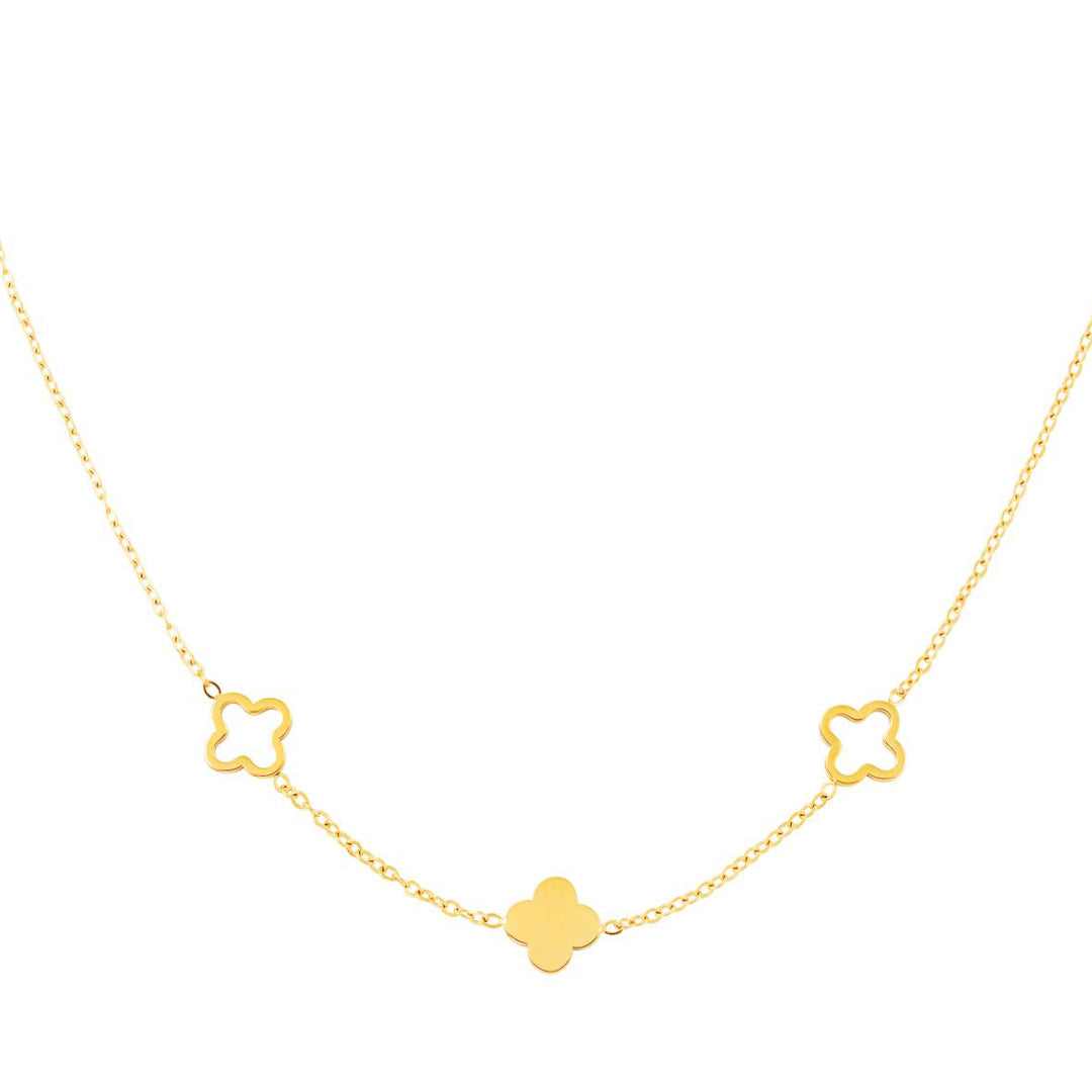 Lucky Bloom Necklace Gold – Floral Charm Pendant for Women
