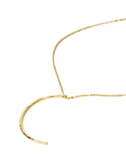 Gold Plated Crescent Moon Necklace – Hammered Celestial Pendant Design