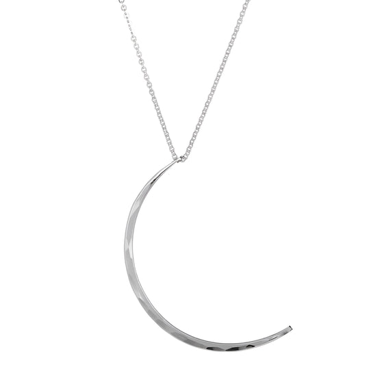 Gold Plated Crescent Moon Necklace – Hammered Celestial Pendant Design