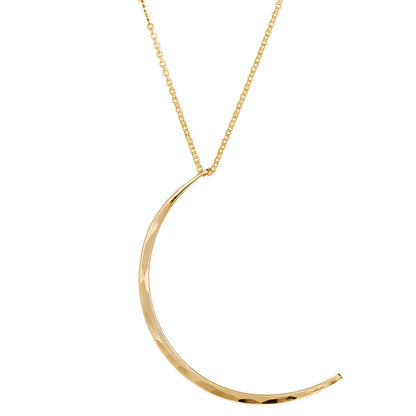 Gold Plated Crescent Moon Necklace – Hammered Celestial Pendant Design