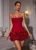 Mini Women's Sleeveless Corset Ruffle Wedding Guest Dress