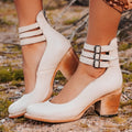 Women's Heel shoes that with Strap Belt and Zipper