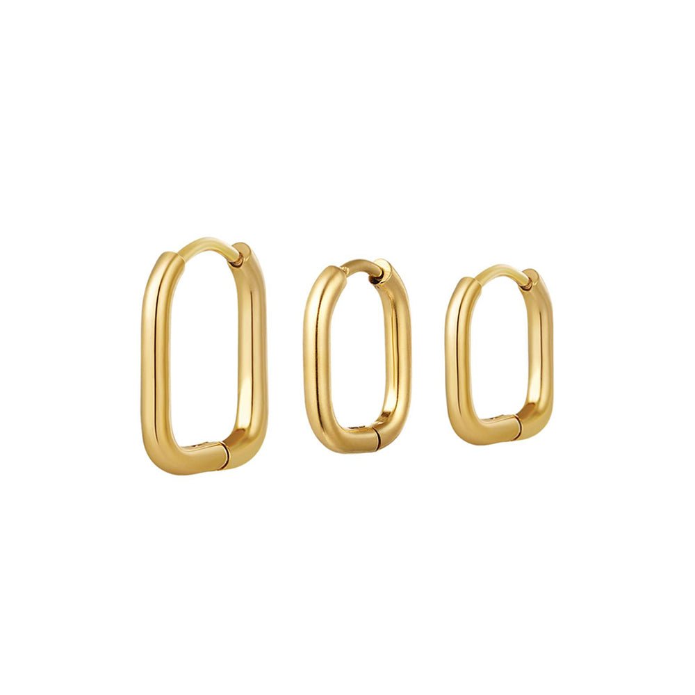 Mixed Shapes Gold Earrings Trio Set for Women