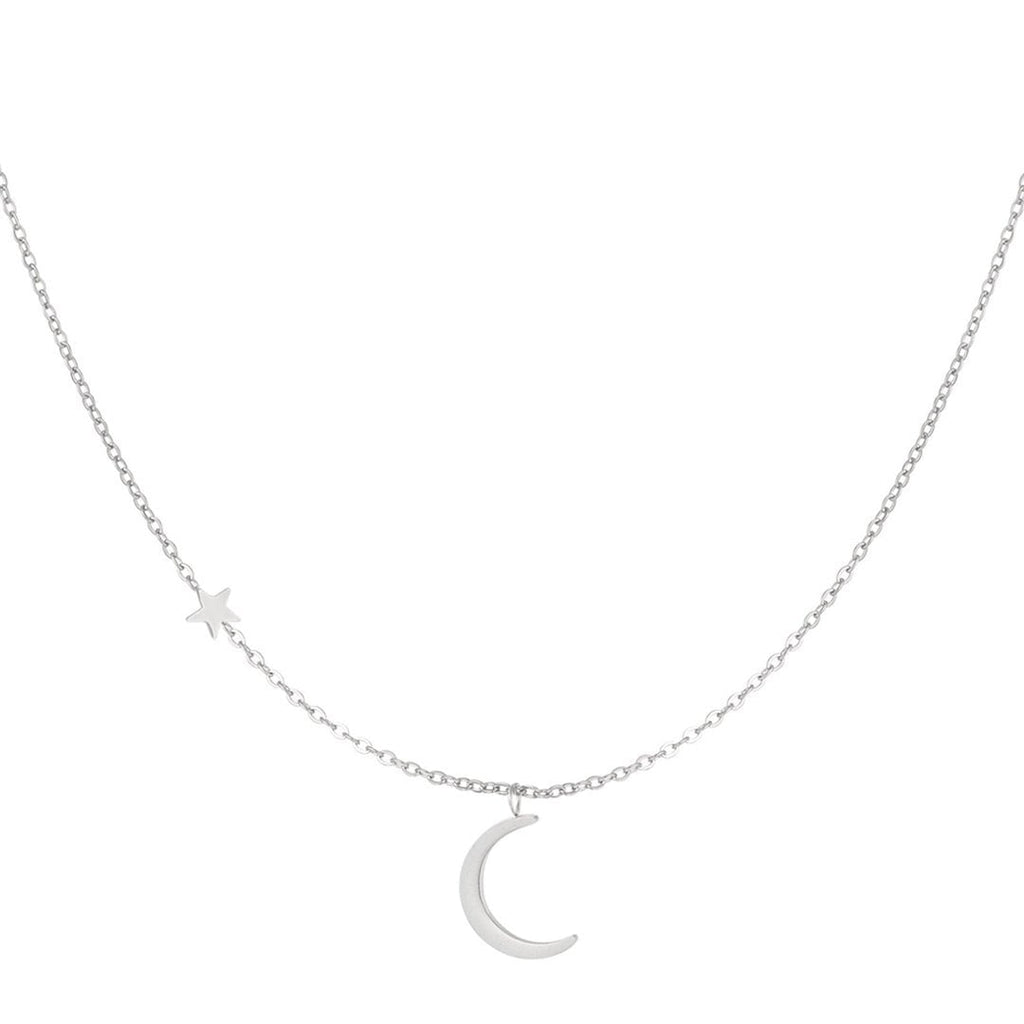 Moon & Star Necklace Silver – Celestial Jewelry for Women