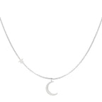 Moon & Star Necklace Silver – Celestial Jewelry for Women