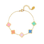 Multicolor Clovers Bracelet Gold – Playful Colorful Clover Jewelry