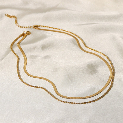 Triple Layer Gold-Tone Chain Necklace