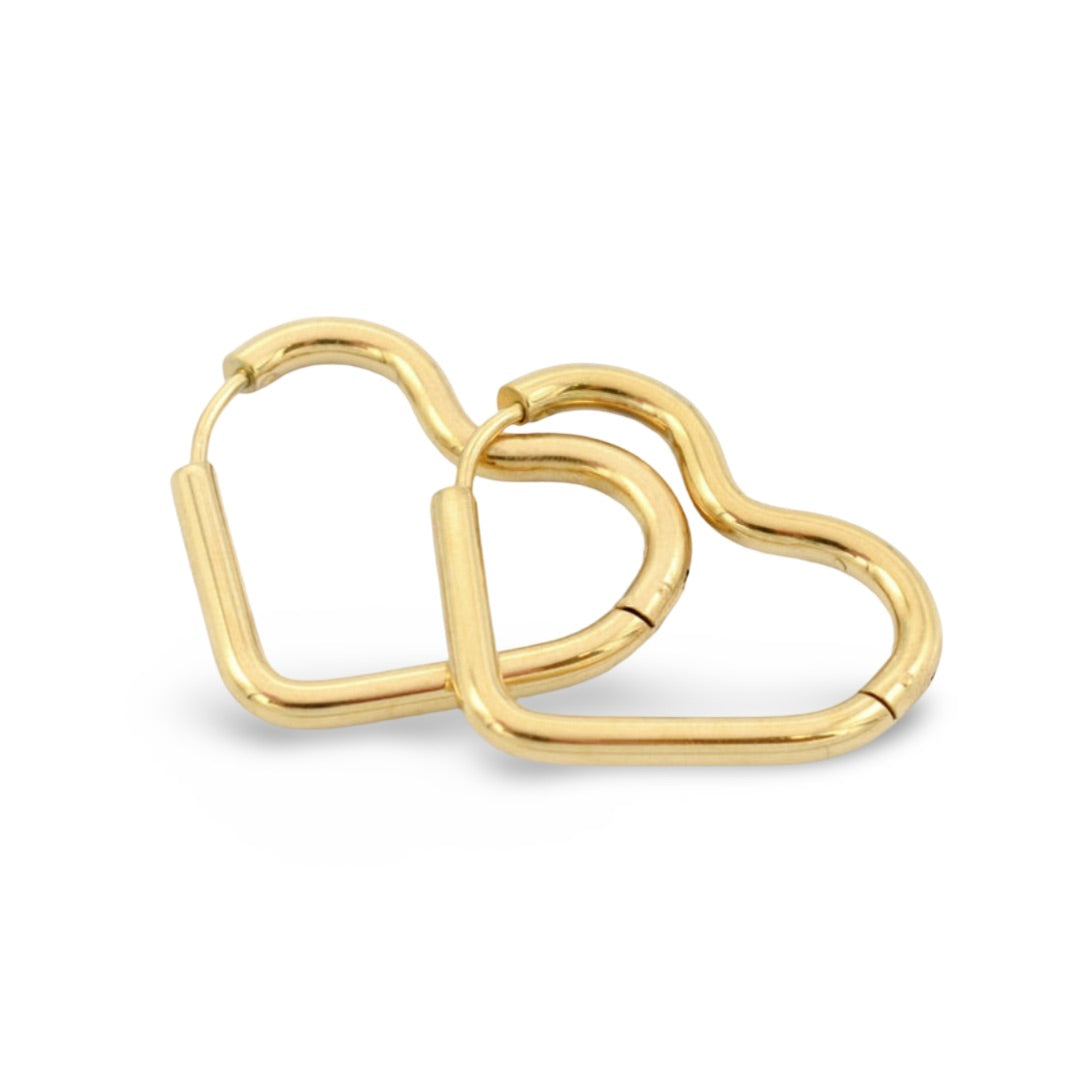 Gold Plated Open Heart Hoop Earrings – Minimalist Romantic Earrings for Women