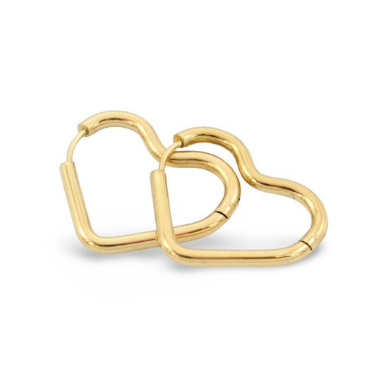Gold Plated Open Heart Hoop Earrings – Minimalist Romantic Earrings for Women