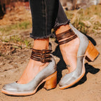 Women's Heel shoes that with Strap Belt and Zipper