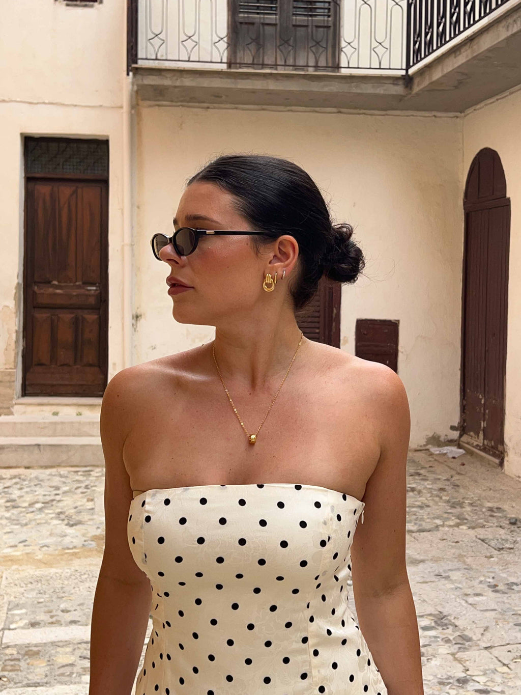 Polished Gold-Plated Triple Ring Stud Earrings