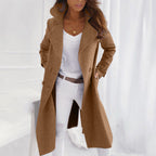 Women's Winter Wool Notch Lapel Long Pea Trench Coat