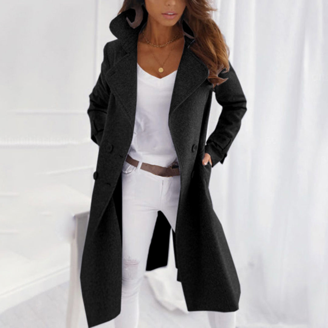 Women's Winter Wool Notch Lapel Long Pea Trench Coat
