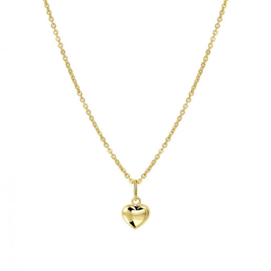 Gold Plated Puffy Heart Necklace – Dainty Classic Pendant Design