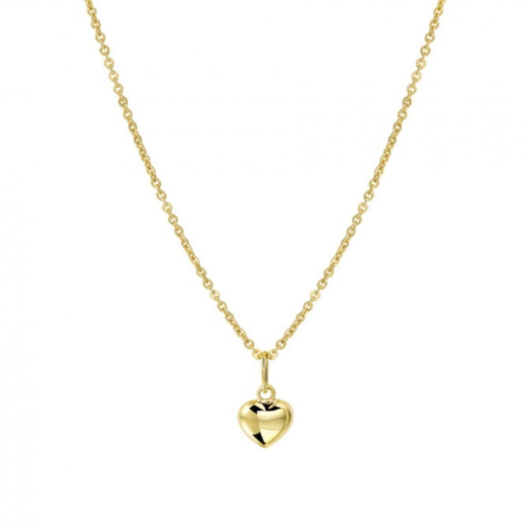Gold Plated Puffy Heart Necklace – Dainty Classic Pendant Design